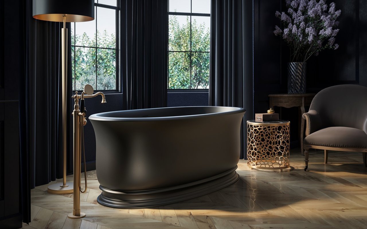 Aphrodite, la Vasca da Bagno Freestanding di Aquatica in pietra NeroX™ – in Nero picture № 0