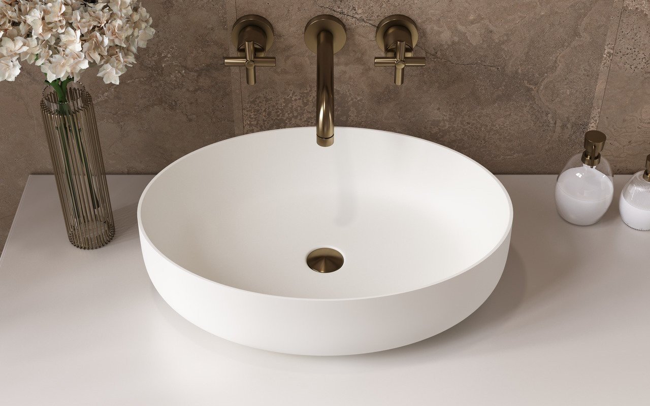 Lavabo Ovale Aurora-Wht in Solid Surface di Aquatica picture № 0