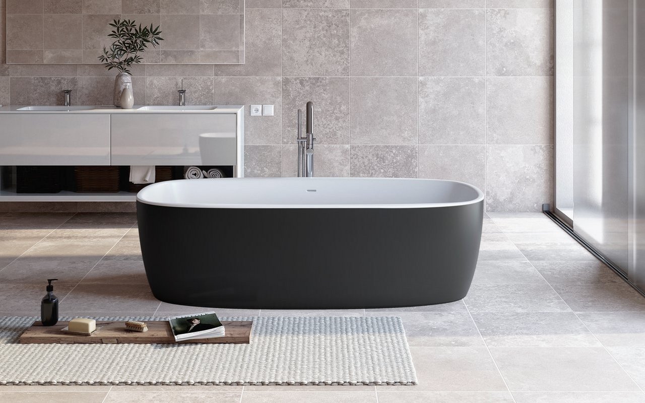 Coletta-Blck-Wht la vasca da bagno freestanding di Aquatica in pietra AquateX™ – in Nero e Bianco picture № 0