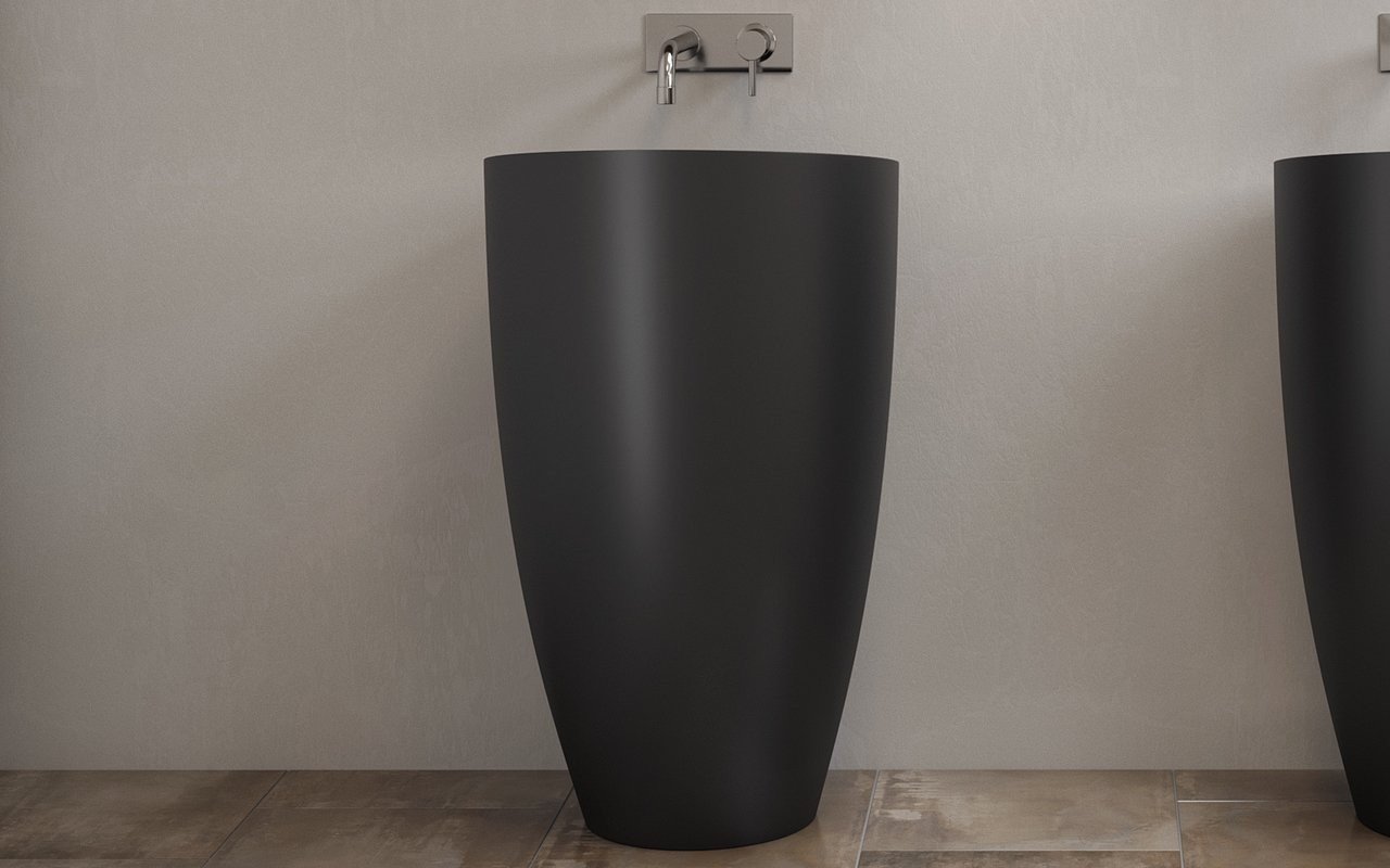 Dante, il Lavabo Freestanding in Solid Surface in Nero di Aquatica picture № 0