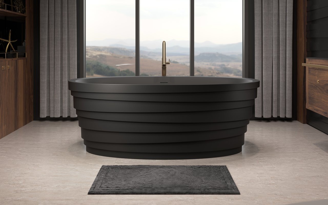 Dune, la Vasca da Bagno Freestanding di Aquatica in pietra NeroX™ – in Nero picture № 0