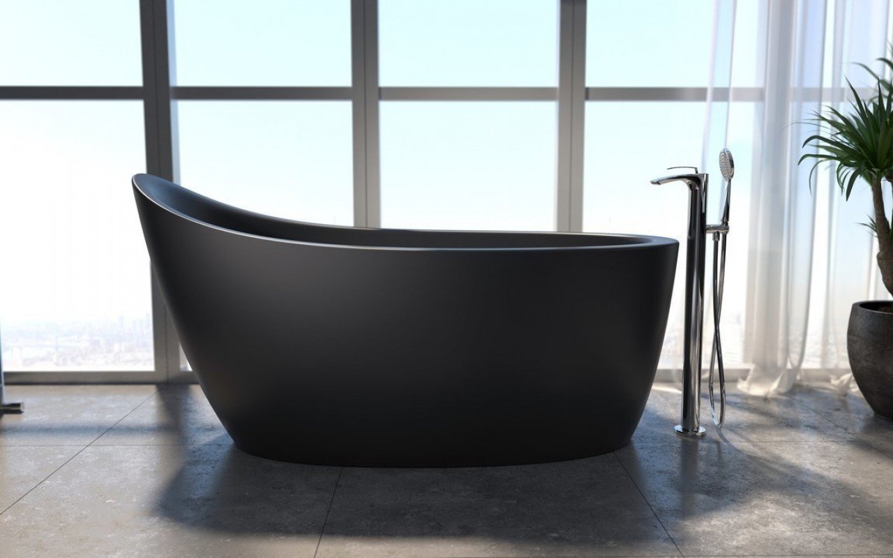 Emmanuelle 2, la Vasca da Bagno Freestanding di Aquatica in pietra NeroX™ – in Nero picture № 0