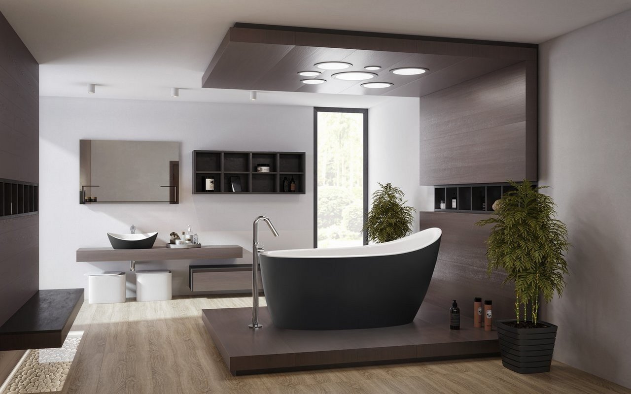 Emmanuelle 2-Blck-Wht, la vasca da bagno freestanding di Aquatica in pietra AquateX™ – in Nero e Bianco picture № 0