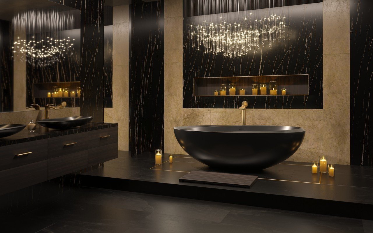 Illusion-Blck, la vasca da bagno freestanding di Aquatica in pietra NeroX™, finitura nero picture № 0