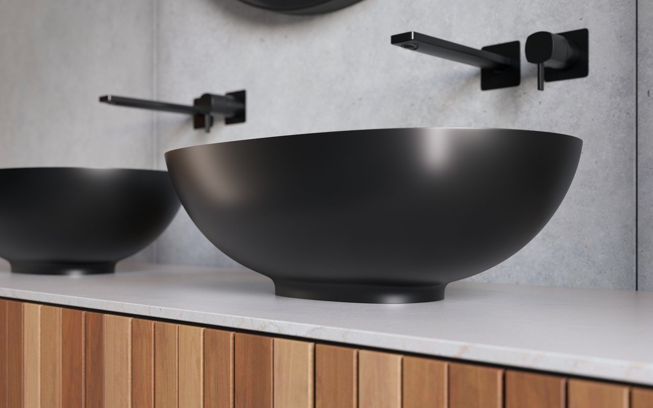 Lavabo Ovale Karolina-2-Blck in Solid Surface in Nero di Aquatica picture № 0