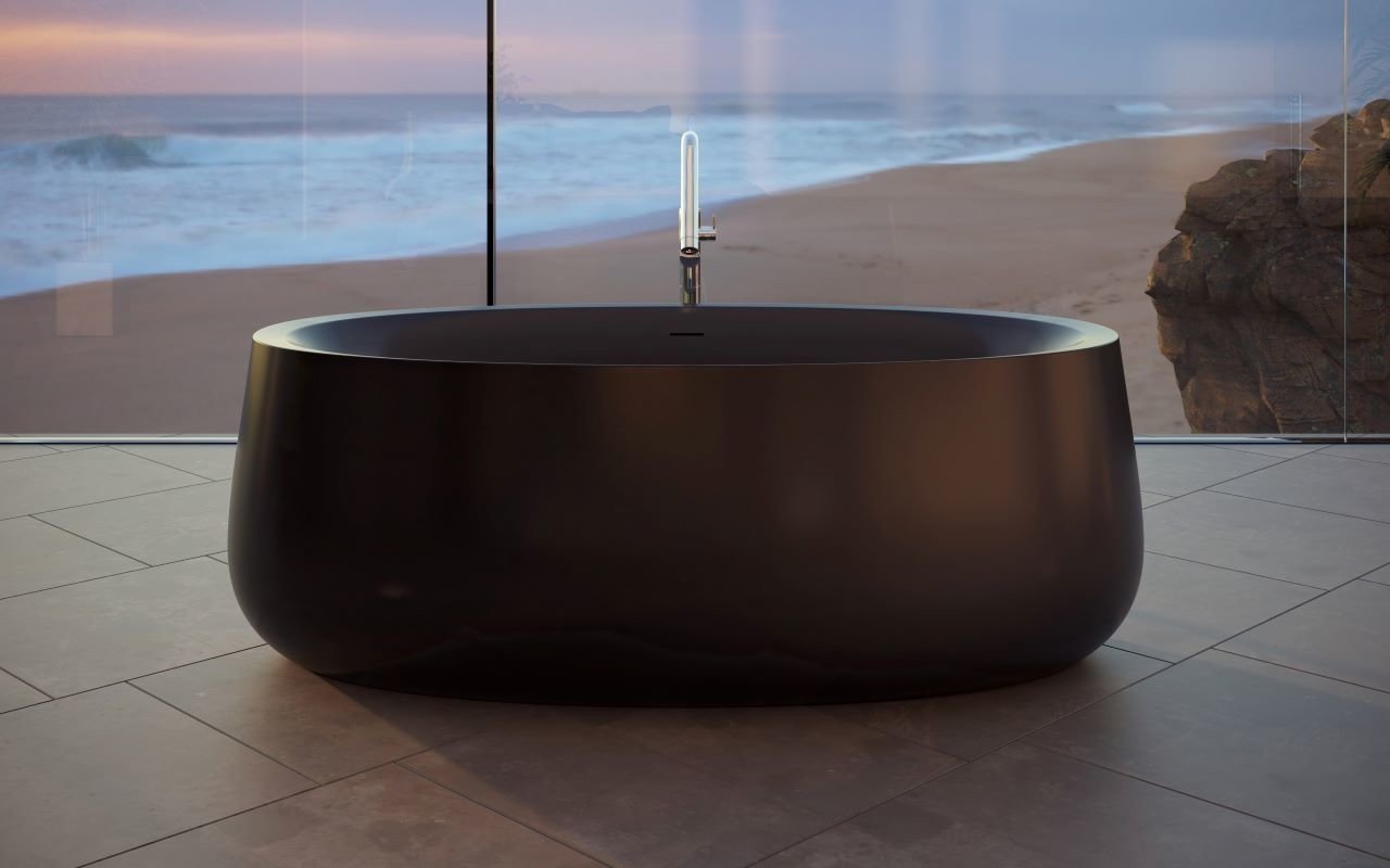 Leah, Vasca da Bagno Nero, Freestanding, in Solid Surface di Aquatica picture № 0