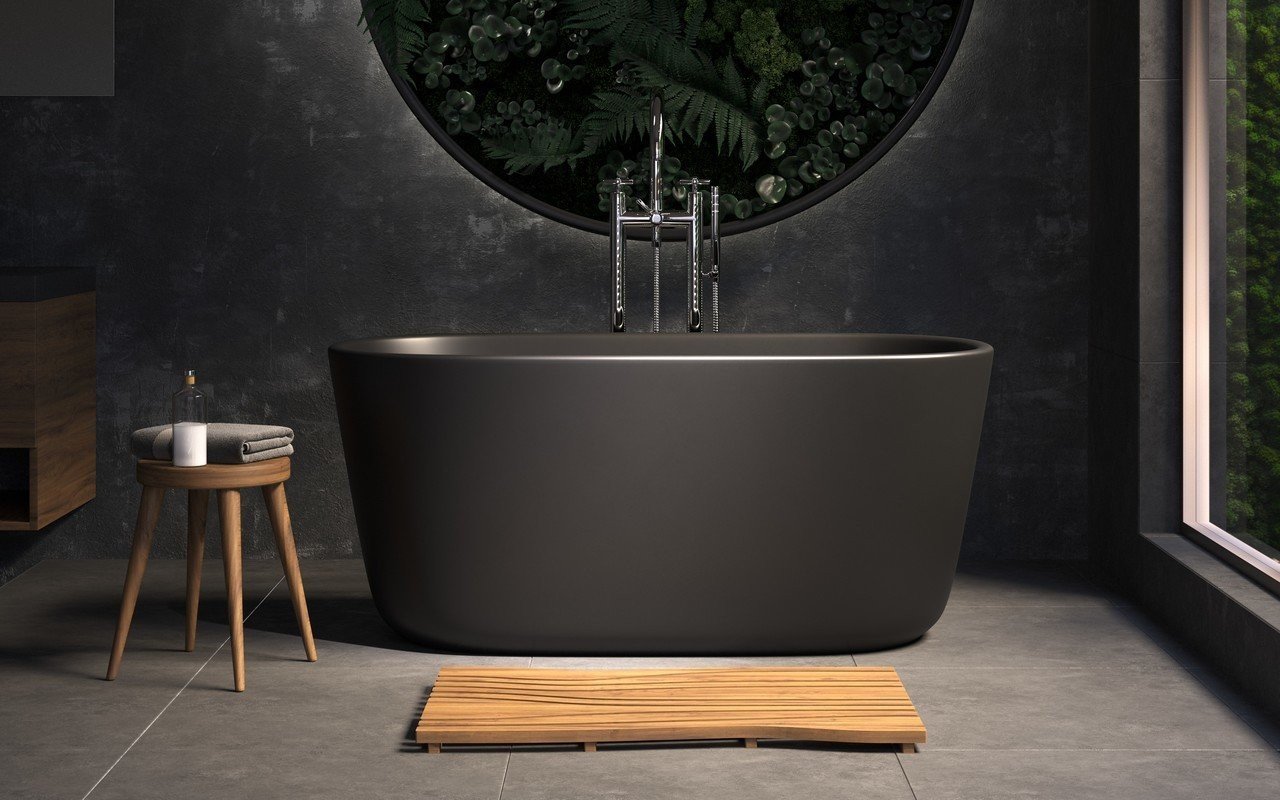 Lullaby Mini, la Vasca da Bagno Freestanding di Aquatica in pietra NeroX™ – in Nero picture № 0