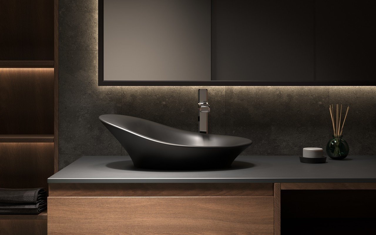 Lavabo Nanomorph-Blck in Solid Surface in Nero di Aquatica picture № 0