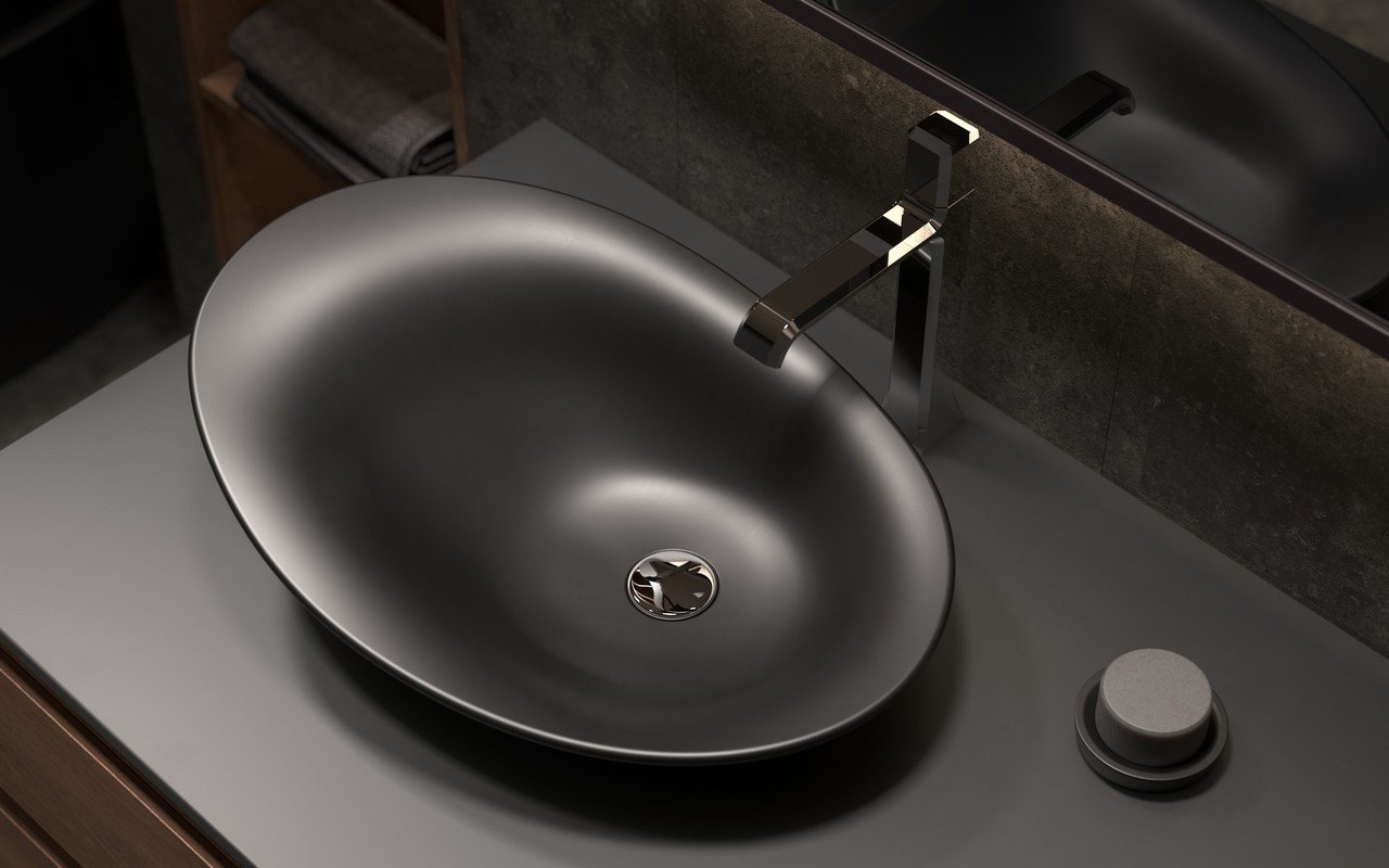 Lavabo Nanomorph-Blck in Solid Surface in Nero di Aquatica picture № 0