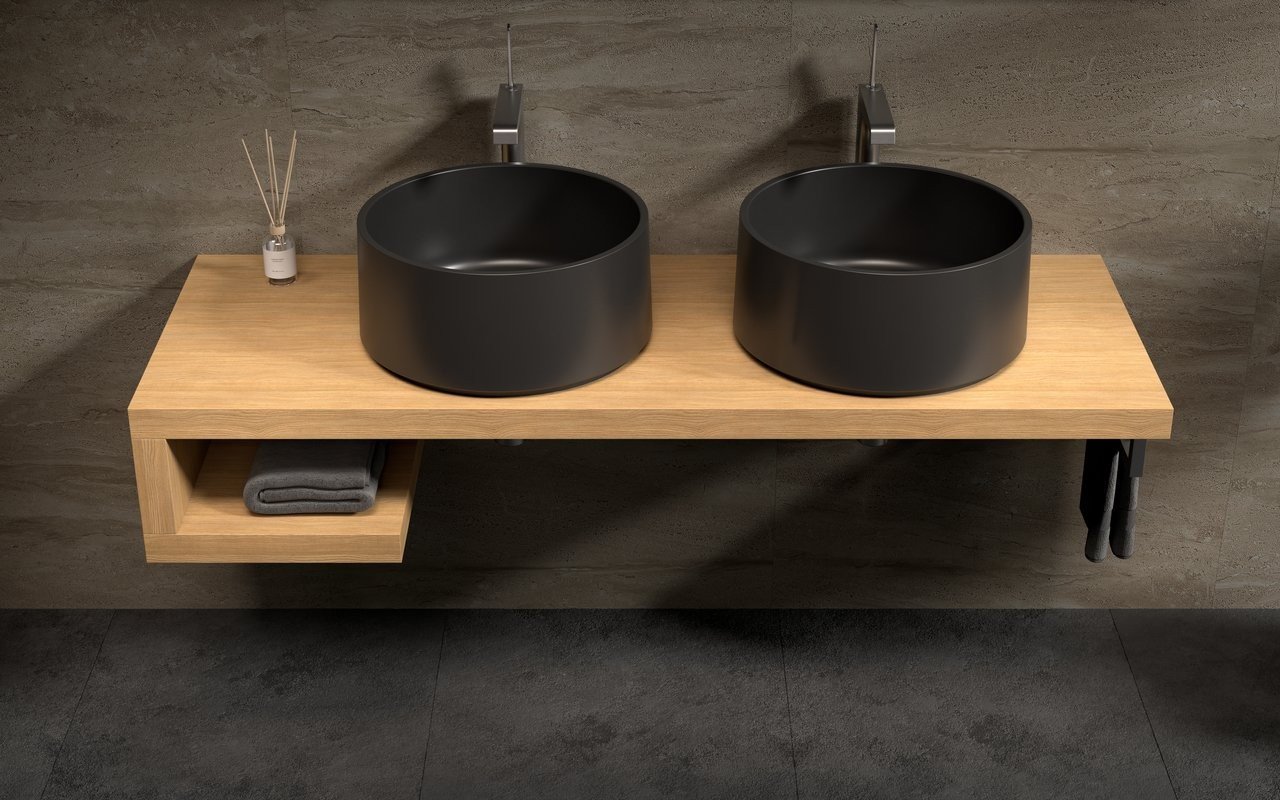 Lavabo Rotondo Solace-B-Blck in Solid Surface in Nero di Aquatica picture № 0