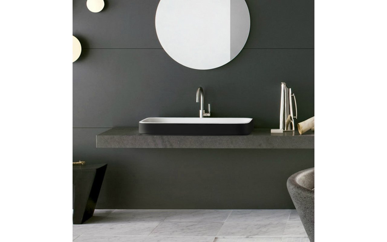 Lavabo Rettangolare Solace-B-Blck-Wht in Solid Surface di Aquatica picture № 0