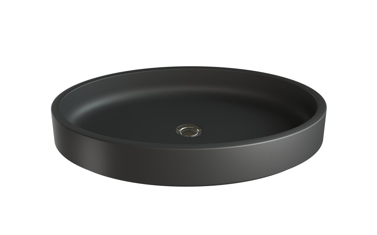 Lavabo Ovale Solace-Blck in Solid Surface in Nero di Aquatica picture № 0