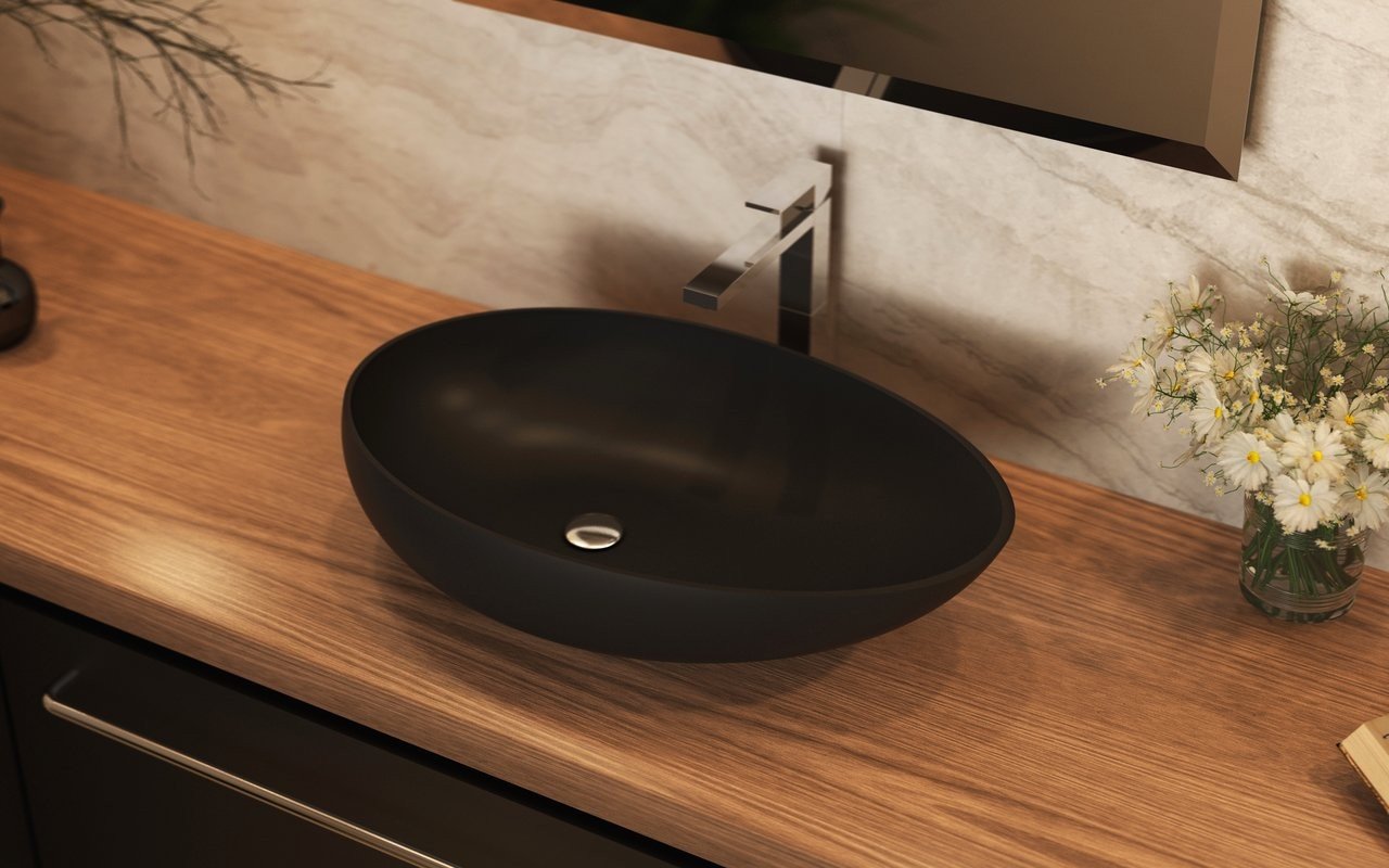 Lavabo Spoon-2-Blck in Solid Surface in Nero di Aquatica picture № 0