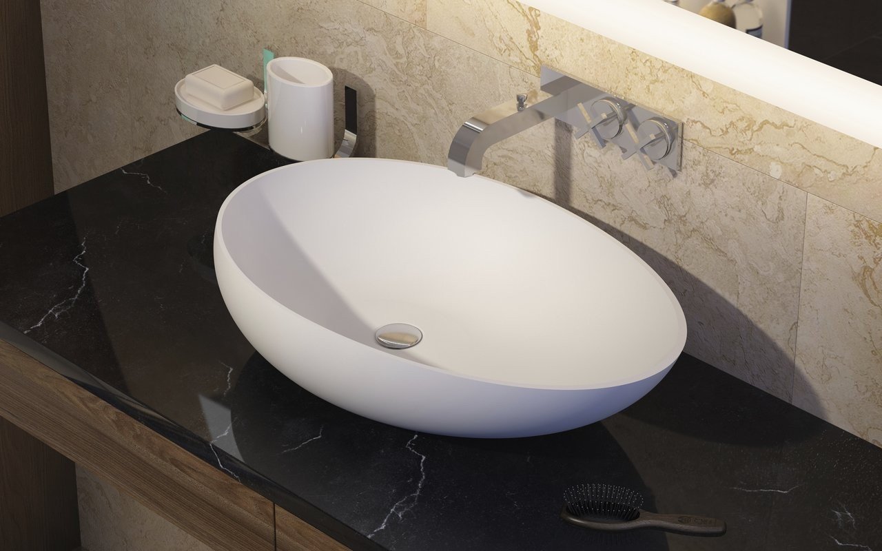 Lavabo Spoon-2-Wht in Solid Surface di Aquatica picture № 0