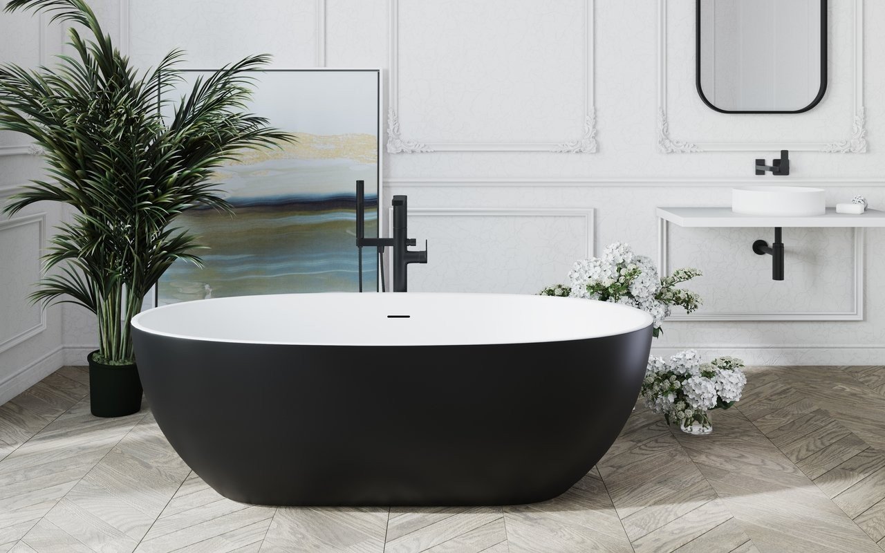 Corelia-Black-Wht, Vasca da bagno Freestanding di Aquatica in Solid Surface picture № 0