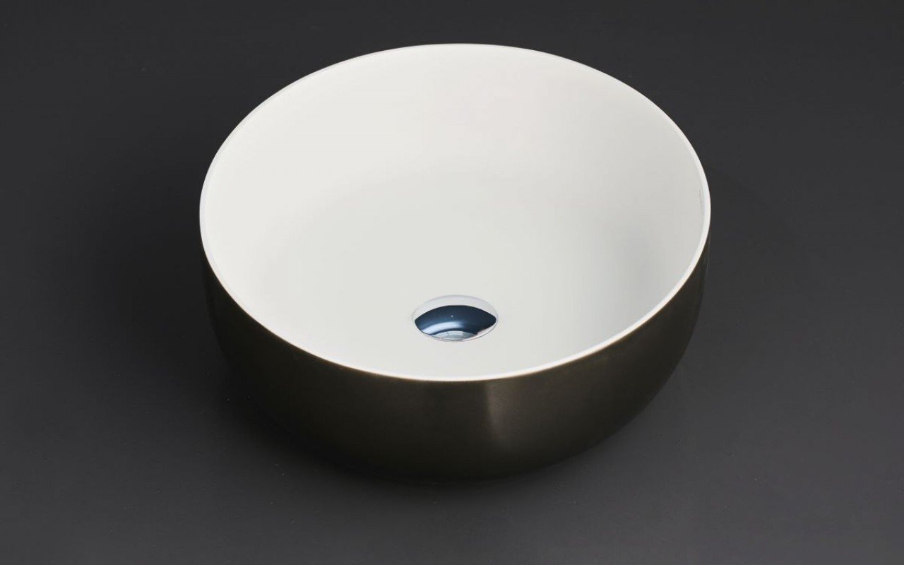 Lavabo Rotonda Aurora-Wht Lucido in Solid Surface e Ferro e Bianco di Aquatica picture № 0