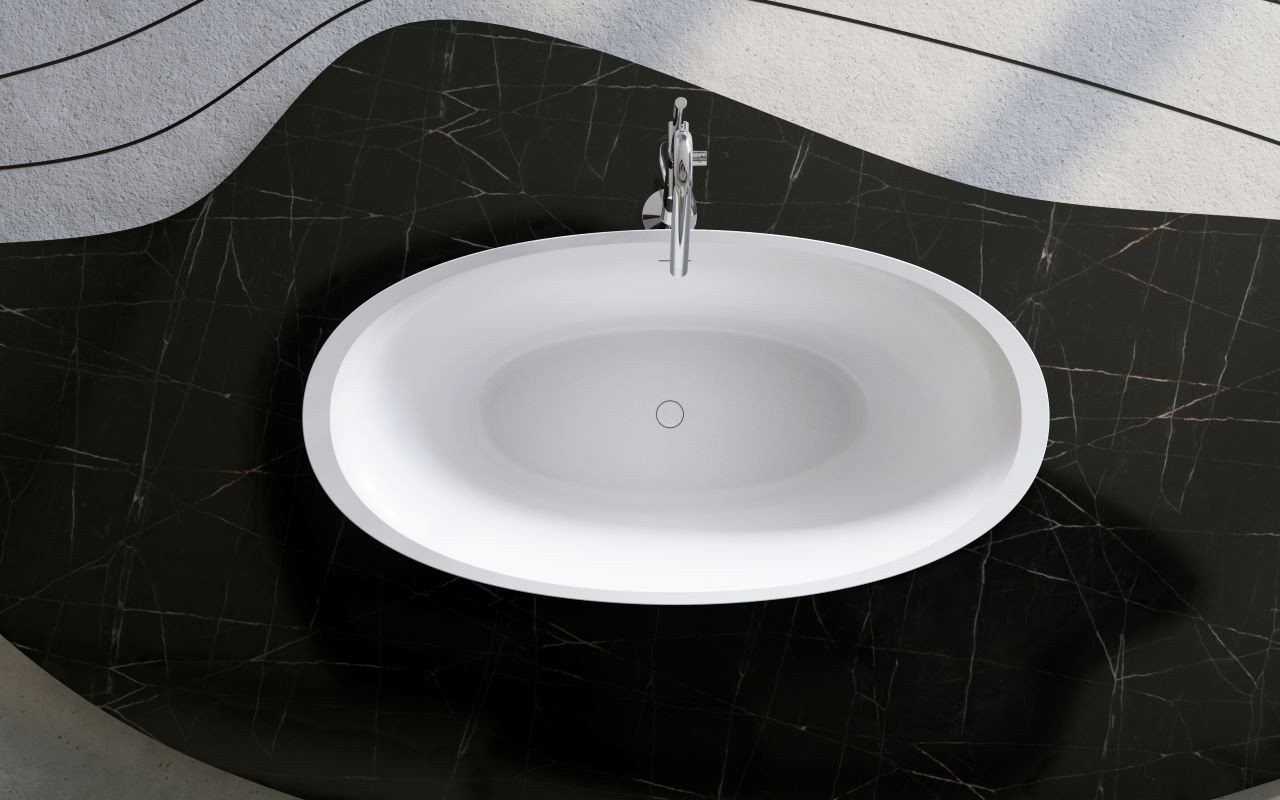 Leah, Vasca da bagno Bianca, Freestanding, in Solid Surface di Aquatica picture № 0