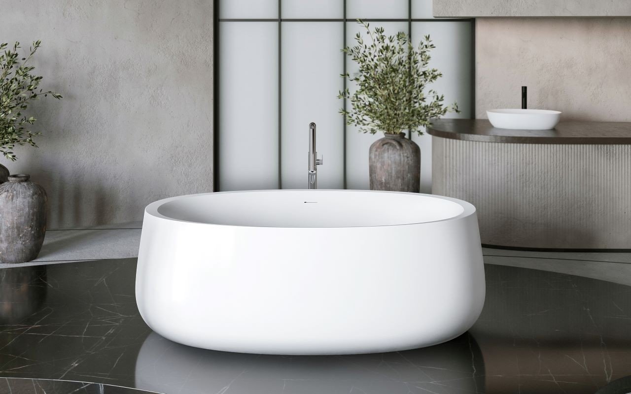 Leah, Vasca da bagno Bianca, Freestanding, in Solid Surface di Aquatica picture № 0