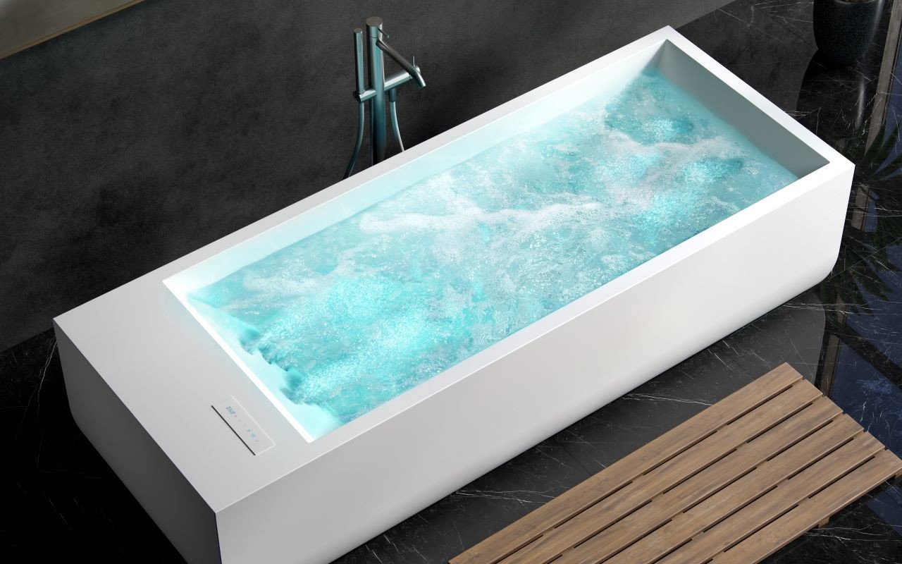 Aquatica Monolith water massage Bianco Vasca da bagno freestanding in Solid Surface picture № 0