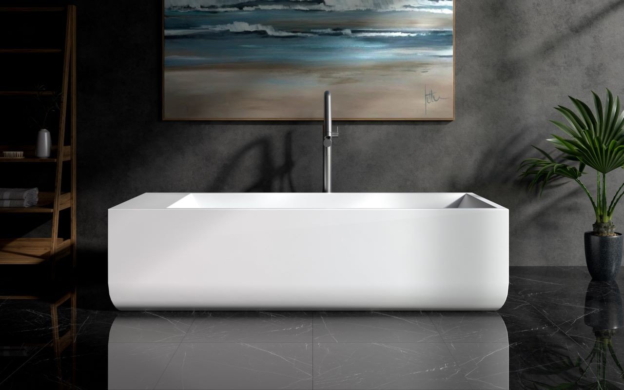 Vasca da bagno autoportante in Solid Surface bianca Monolith di Aquatica picture № 0
