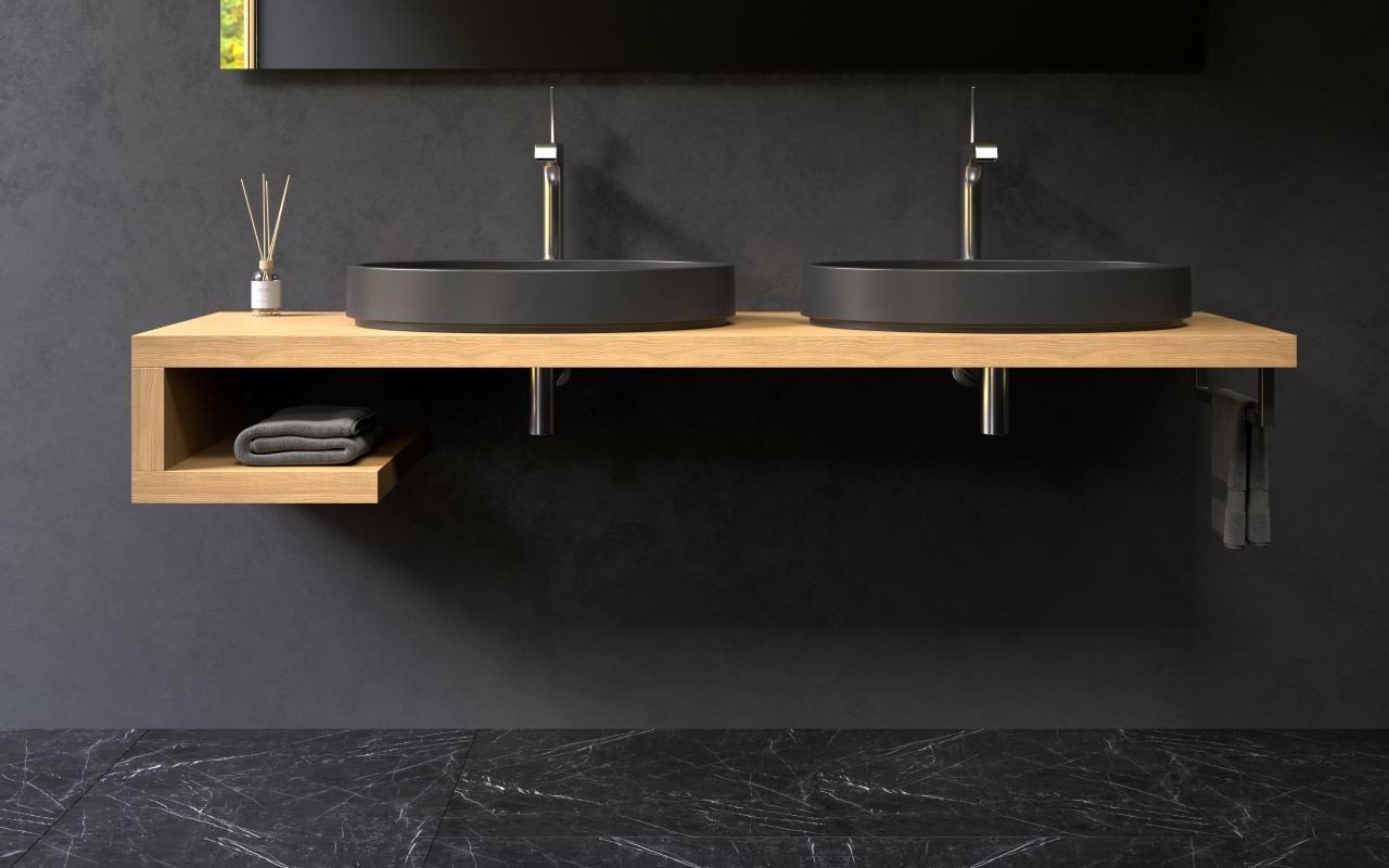 Lavabo Ovale Solace-Blck in Solid Surface in Nero di Aquatica picture № 0