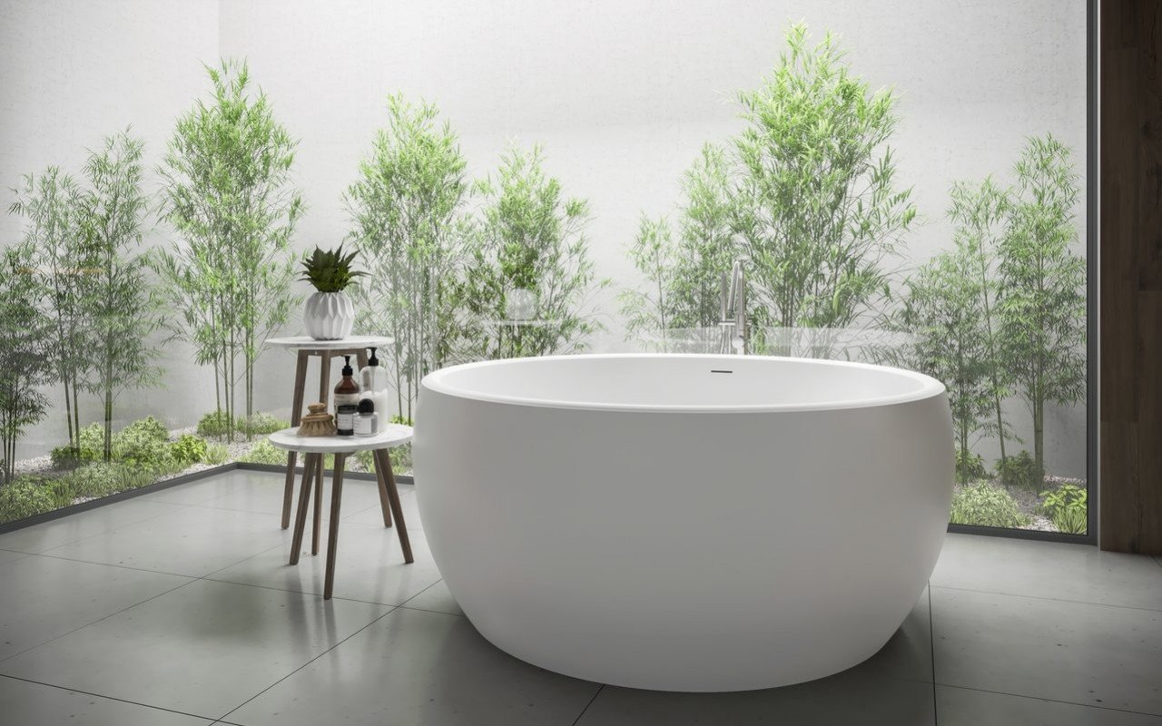 Aura, la vasca da bagno freestanding di Aquatica in pietra AquateX™ – in Bianco picture № 0