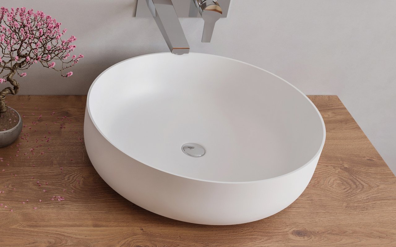 Lavabo Rotondo Aurora-Wht in Solid Surface di Aquatica picture № 0