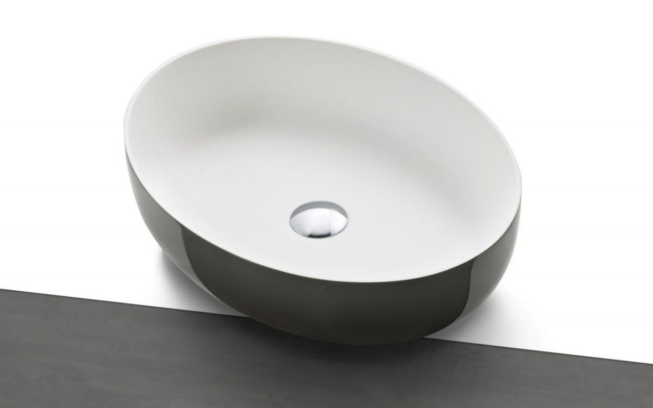 Lavabo Ovale Aurora-Wht Lucido in Solid Surface di Aquatica picture № 0