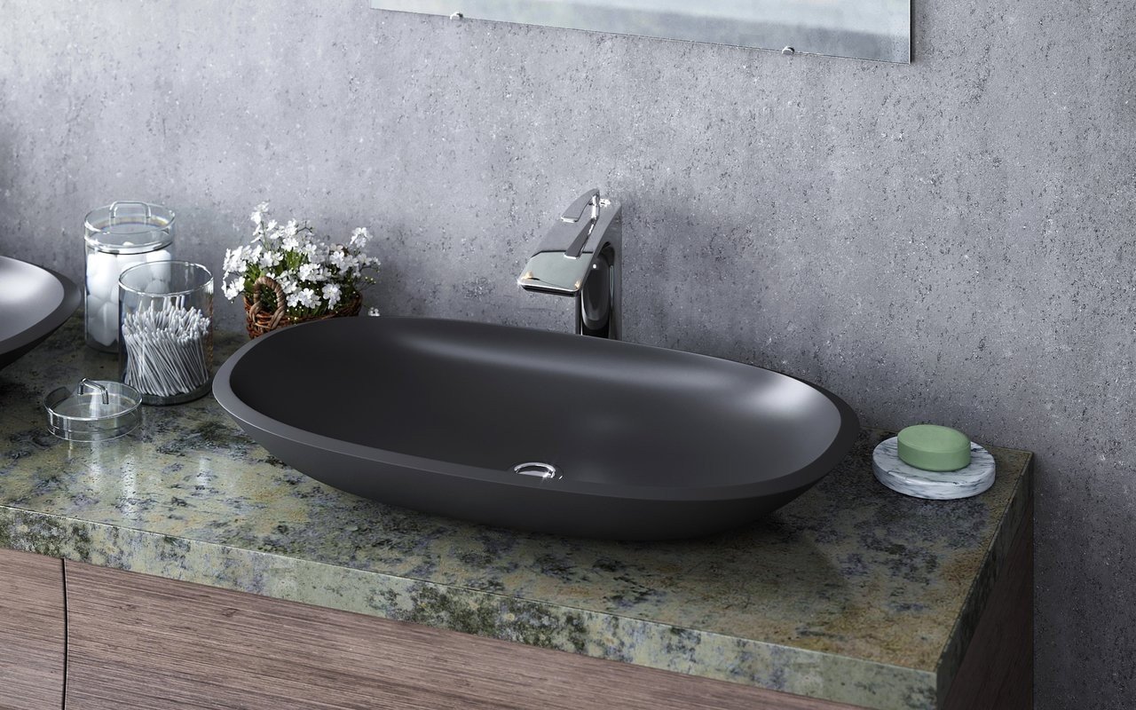 Lavabo Coletta-B-Blck in Solid Surface in Nero di Aquatica picture № 0