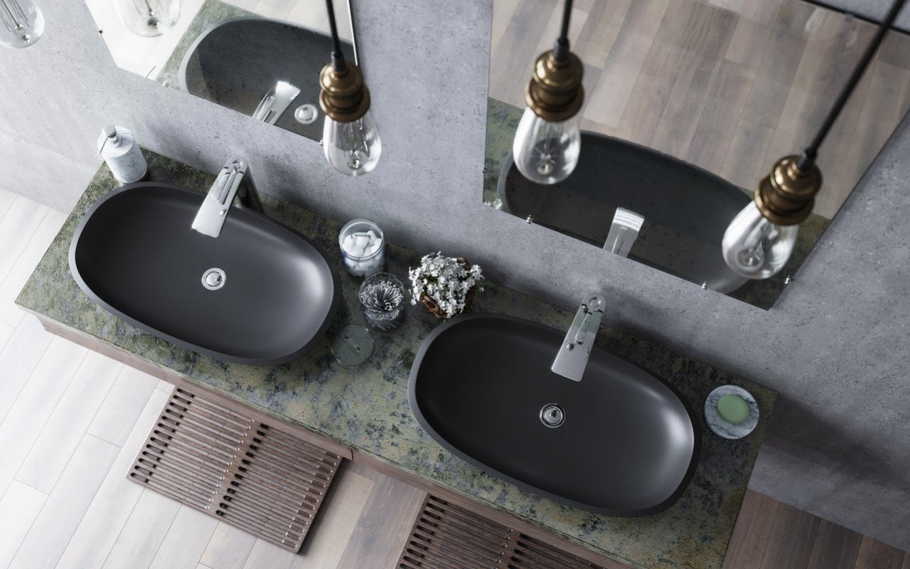 Lavabo Coletta-B-Blck in Solid Surface in Nero di Aquatica picture № 0