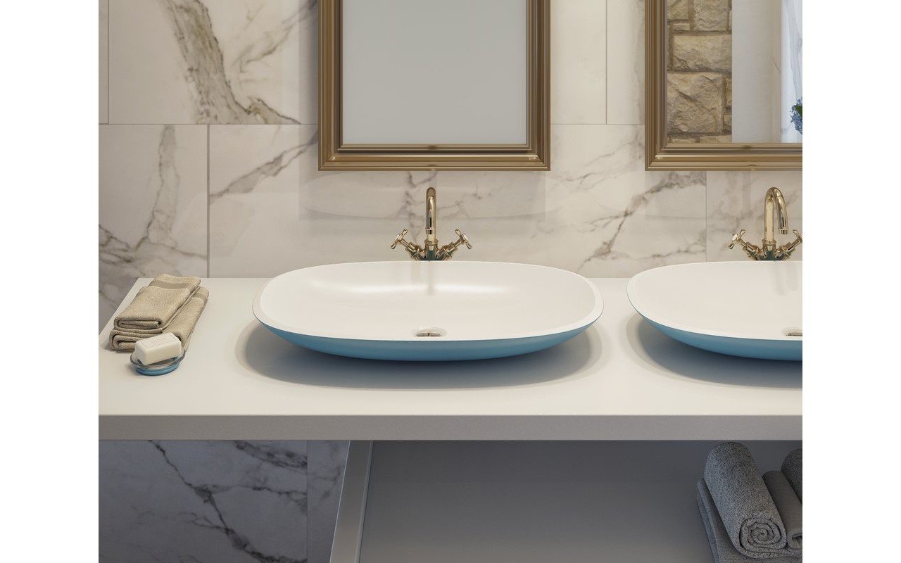 Lavabo Coletta-B in Solid Surface in Blu-Bianco di Aquatica picture № 0