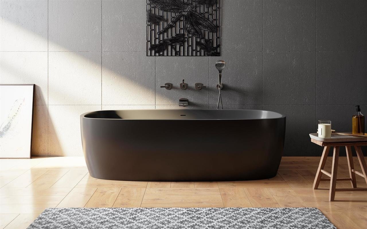 Coletta, la Vasca da Bagno Freestanding di Aquatica in pietra NeroX™ – in Nero picture № 0