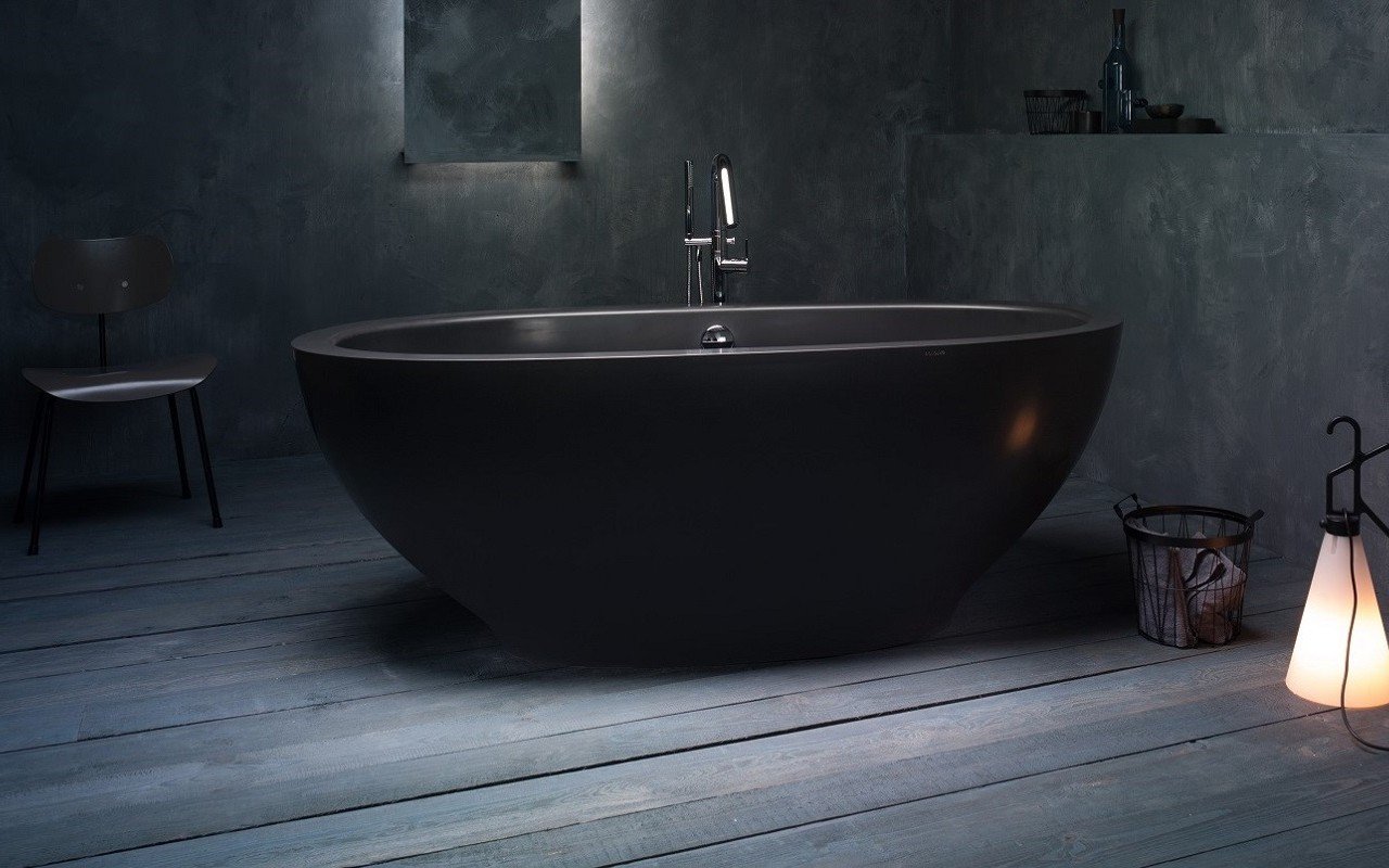 Karolina 2, la Vasca da Bagno Freestanding di Aquatica in pietra NeroX™ – in Nero picture № 0