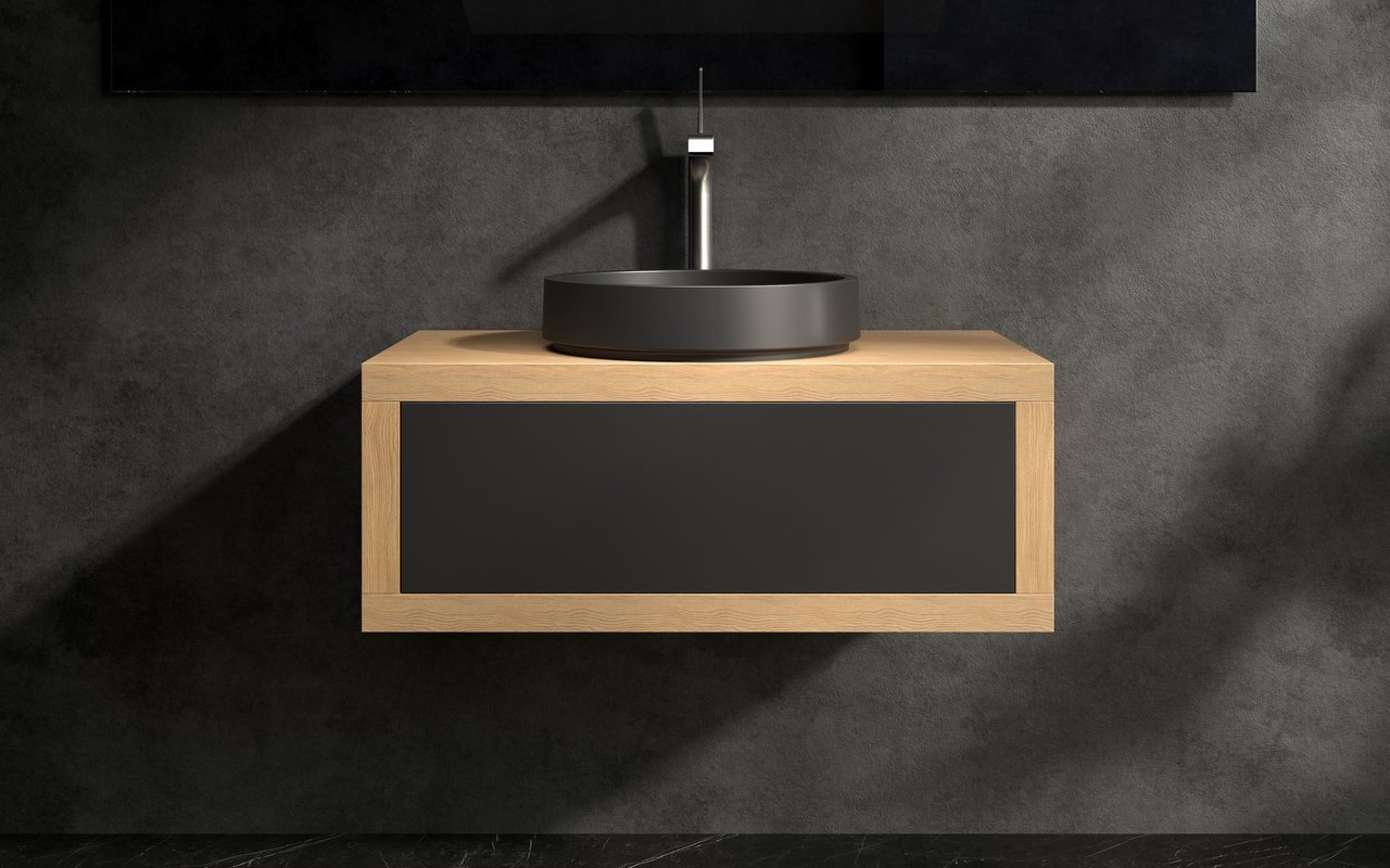 Aquatica Millennium-Blck 90 Stone And Wood Bathroom Vanity picture № 0