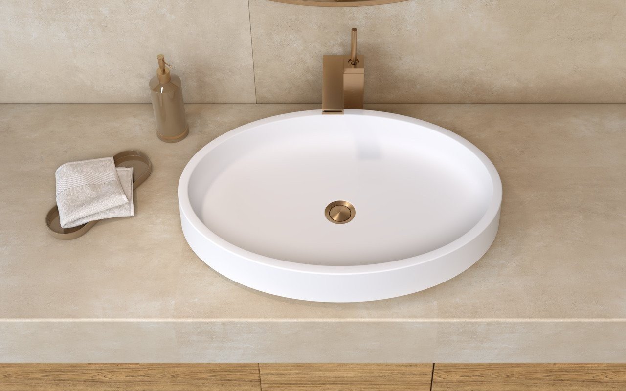 Lavabo Ovale Solace-Wht in Solid Surface di Aquatica picture № 0