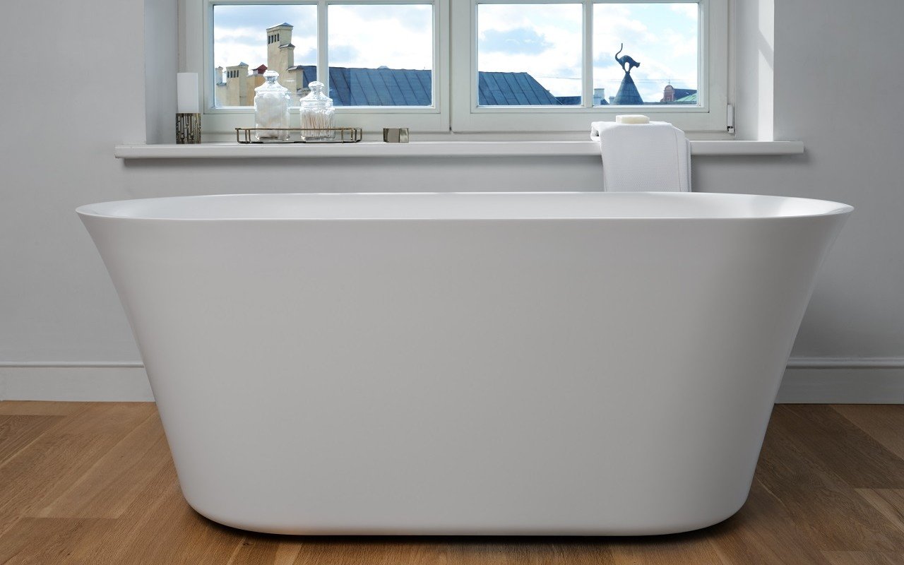 Tulip Wht Freestanding Slipper Solid Surface Bathtub by Aquatica web 0109