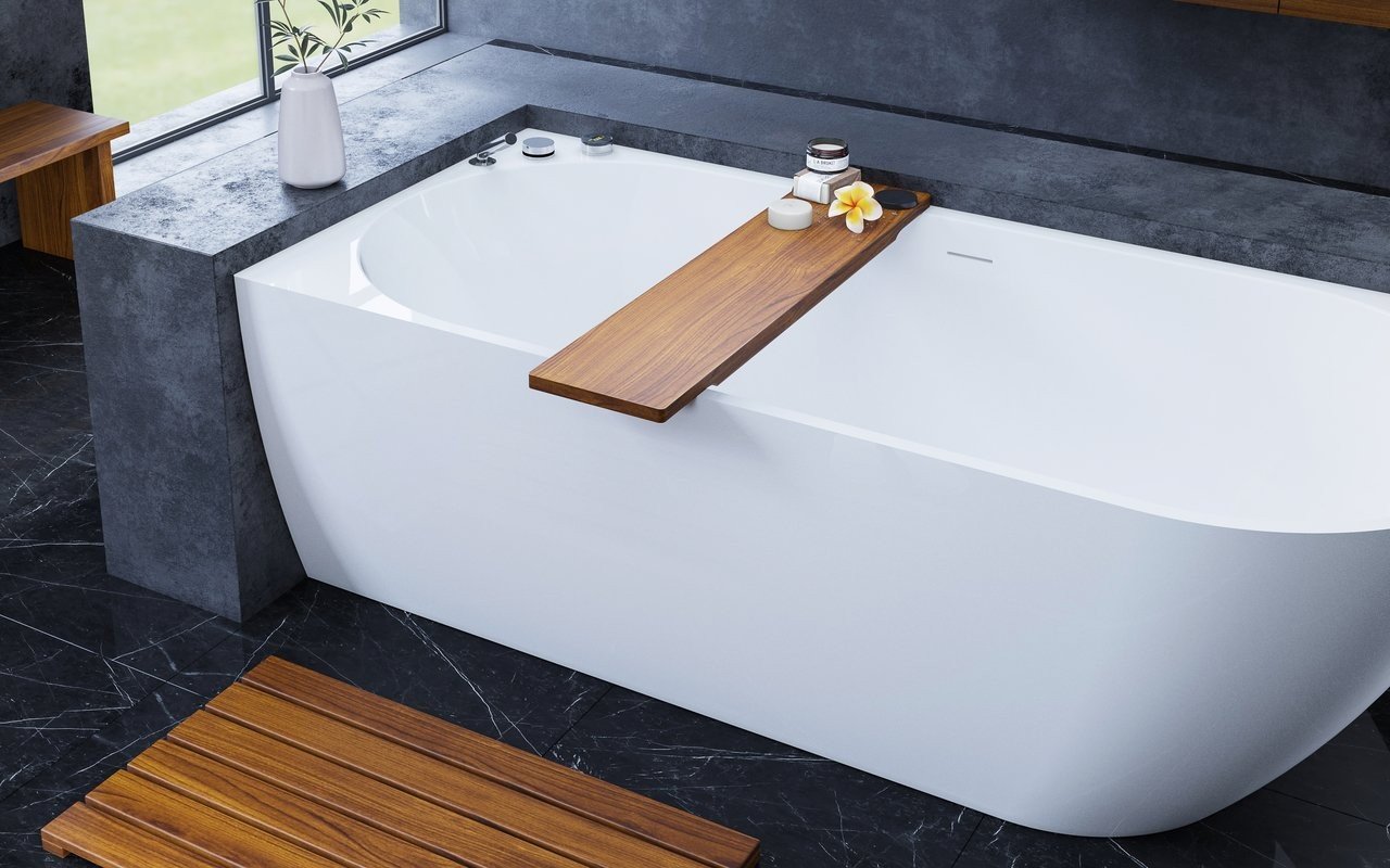 Universal di Aquatica – Mensola in legno Iroko impermeabile per vasca da bagno picture № 0