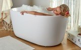 Lullaby Wht Small Freestanding Solid Surface Bathtub by Aquatica web 9