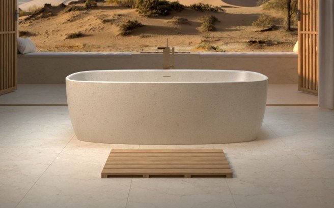 Coletta™, la Vasca da bagno freestanding in Solid Surface, Sleek Sandstone di Aquatica