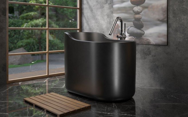 Aquatica True Ofuro Nano Black Freestanding Solid Surface Bathtub07