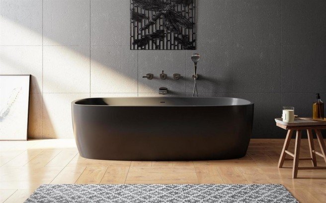 ᐈLusso 【Coletta, la Vasca da Bagno Freestanding di Aquatica in pietra  NeroX™ – in Nero】 I prezzi migliori - Aquatica