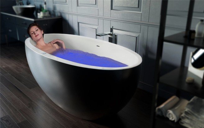 Aquatica Sensuality-Mini-F-Blck-Wht Relax Vasca da Bagno con Idromassaggio in pietra AquateX™