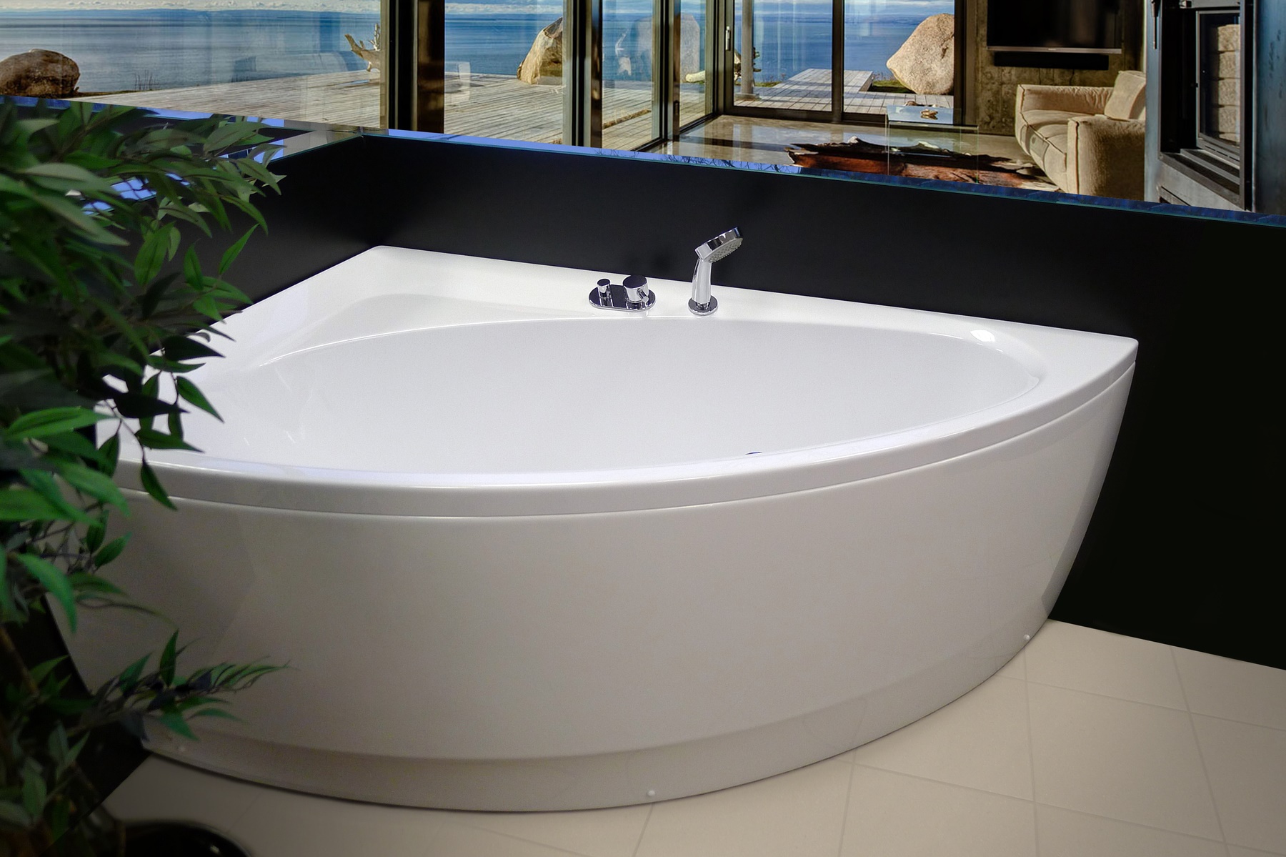 Idea r wht, la vasca da bagno ad angolo aquatica in materiale acrilico